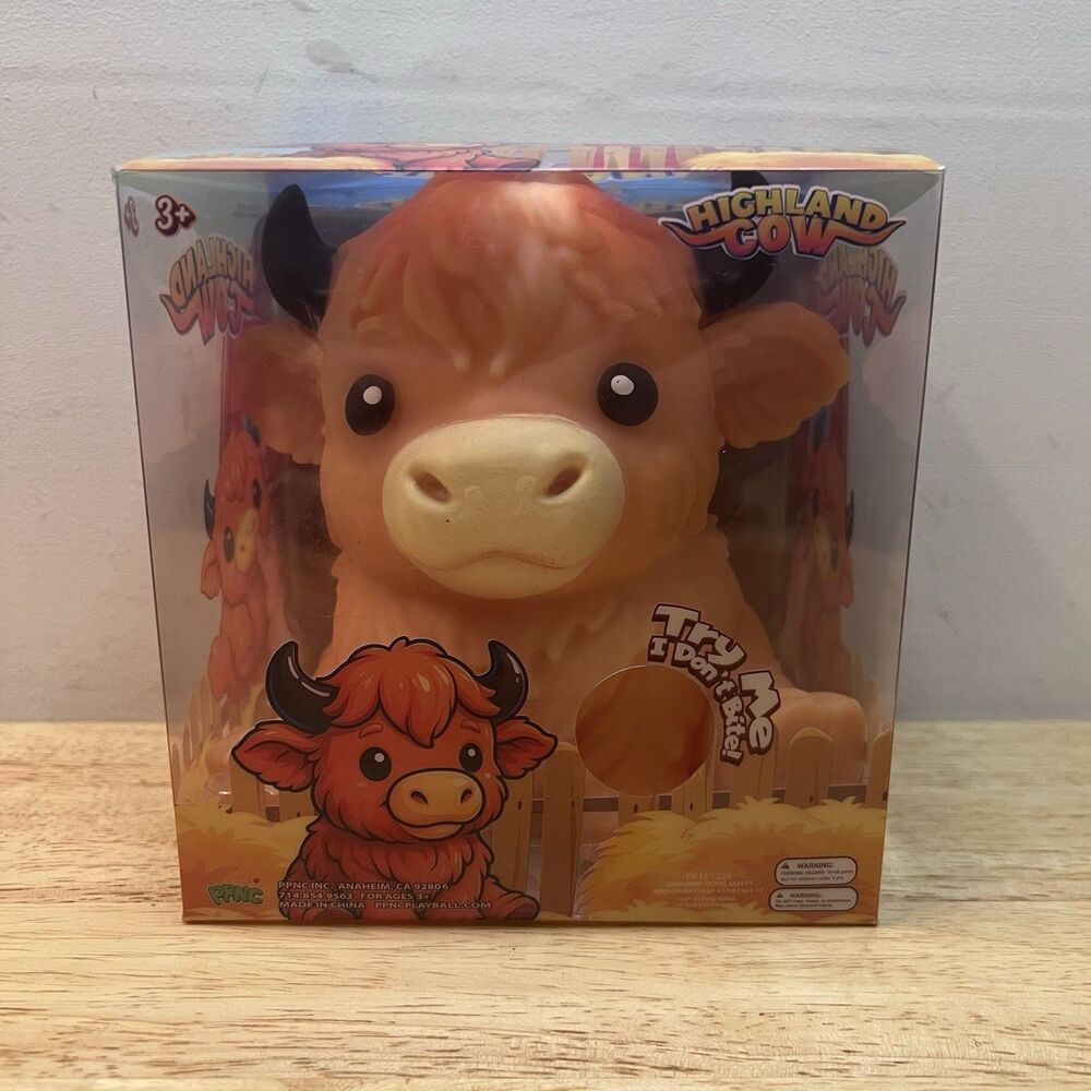 Highland Cow Squishy Toy Stress Relief Sensory Viral Plush PPNC New